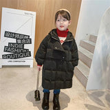 Kore Winter Kids Coats Children Girls  Mid-Length Jackets Fashion Thick Coats Hooded Coat Snowsuit Teen Warm Cotton Parkas