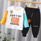 Mqtime Boy Clothing Set Autumn New Kids Sportswear Baby Boys Long Sleeves + Pant 2Pcs Outfit 1-6 Years Child Stitching Color Suit