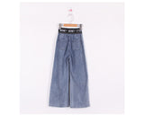 Mqtime Teenage Girls Jeans Spring Summer Casual Fashion Loose Blue Kids Leg Wide Pants School Children Trousers 6 8 10 12 Year