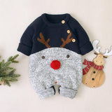 Baby Boys Girls Christmas Rompers Reindeer Knitted Cartoon Deer warm Infantil Jumpsuits Toddler girl New Year's Costume 0-18M