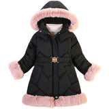 Mqtime Baby Girl Winter Thicken Coat Kids Keep Warm Mid-length Jacket Children Hooded Parka Outing Service Baby Clothing 5-10 Years Old