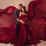 Mqtime Chiffon Maternity Dresses For Photo Shoot Maxi Gown Pregnancy Dress Pregnant Photography Props Dress For Pregnant Women Clothes