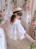Mqtime 2PCS Baby Girl Summer Floral Lace Vintage Spanish Lolita Princess Ball Gown Dress for Girl Birthday Easter Party Causal Dress