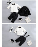 Mqtime Children Suit Baby Boys Clothes Newborn Tracksuit Formal Dresses Shirt+Pant+Coat+Cravat 4Pieces Costumes For Children 0-5Y