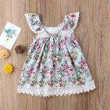 Mqtime Floral Lace Sling Dress Princess Dress Baby Girl Clothes Printing Bowknot Dress Baby Girls Dress For Girl Suit 1-5 Year Old