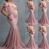 Mqtime Sexy Maternity Dresses For Photo Shoot Ruffles Long Pregnancy Dress Photography Props  Baby Shower Pregnant Women Maxi Gown