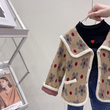 Mqtime Fashion Kids Girls Sweater Classic Toddler Girl Cardigan Long Sleeve Flower  Sweater Jackets Children Winter Clothes