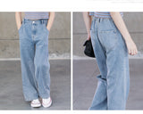 Mqtime Teenage Girls Jeans Spring Summer Casual Fashion Loose Blue Kids Leg Wide Pants School Children Trousers 6 8 10 12 Year