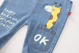 Mqtime Spring Autumn Children Clothes Baby Boys Girls Cartoon Denim Pants Overalls Infant Outfit Kids Giraffe Fashion Toddler Casual
