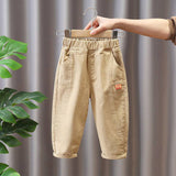 Mqtime Fashion Boys Pencil Pants 2-8T  Autumn Khaki Kids Trousers Children's Clothing Elastic Waist Casual Boy Cargo Pants