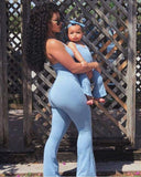 Mqtime Mother And Daughter Clothes Summer Blue Casual Matching Jumpsuit Mommy And Me Jumpsuit Family Matching Outfits