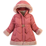 Mqtime Baby Girl Winter Thicken Coat Kids Keep Warm Mid-length Jacket Children Hooded Parka Outing Service Baby Clothing 5-10 Years Old