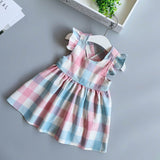 Mqtime Baby Girl Dress New Summer Korean Strap Plaid Casual Sleeveless Party Princess Dress Cute Children's Baby Kids Girls Clothing