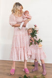 Mqtime  Mother Daughter Dress Floral Printed Family Matching Dresses Square Collar Dresses Summer Mommy and Me Clothes