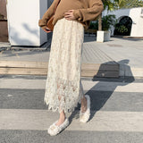 2022 Spring Autumn Chic Lace Maternity Skirts High Waist Adjustable Belly Clothes for Pregnant Women Korean Pregnancy