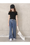 Mqtime Teenage Girls Jeans Spring Summer Casual Fashion Loose Blue Kids Leg Wide Pants School Children Trousers 6 8 10 12 Year