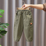 Mqtime Fashion Boys Pencil Pants 2-8T  Autumn Khaki Kids Trousers Children's Clothing Elastic Waist Casual Boy Cargo Pants