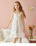 Mqtime Children Girl’s Lolita Dress Princess Sleepshirts Vintage Kid‘s Multilayer Lace Sleeveless Nightgowns.Summer Toddler Nightdress