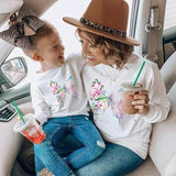 Mqtime Autumn Mother Daughter Matching Sweaters Family Set Butterfly Mom Mum Baby Mommy and Me Clothes Women Girls Cotton Sweatshirts