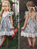 Mqtime Floral Lace Sling Dress Princess Dress Baby Girl Clothes Printing Bowknot Dress Baby Girls Dress For Girl Suit 1-5 Year Old