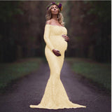 Mqtime 2023 Mermaid Maternity Dresses For Photo Shoot Lace Maxi Maternity Gown Off Shoulder Sexy Women Pregnancy Dress Photography Prop