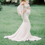 Mermaid Maternity Dresses for Photo Shoot Pregnant Women Pregnancy Dress Photography Sexy Off Shoulder Maxi Maternity Gown