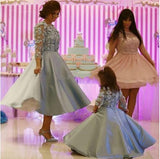 Mqtime Customized Ball Gown Baby Girls Dresses For Weddings Champagne Tulle Sequins Mother Daughter Dress Party Gown