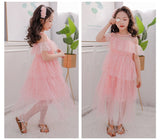 Mqtime Kids Dresses for Girls Princess Dress 2023 Summer Mesh Lace Sequins Layered Dress Children Clothes Kids Costume 8 10 12 13 Years