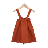 Girls Cotton-Linen Back Suspender Dress New Kids Summer Clothing Solid Overalls Children Dresses TZ35