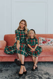 Mqtime Winter Mommy and Daughter Doll Neck Plaid Outfits New Year Christmas Family Matching Dresses Look Festival Dress