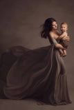 Mqtime Sexy Shoulderless Maternity Photography Props Long Dress For Pregnant Women Fancy Pregnancy Dress Elegence Maxi Gown Photo Shoot