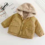 Fashion Baby Girl Boy Winter Jean Hooded Jacket Fur In One Thick Infant Toddler Child Warm Coat Blazer Outwear Baby Clothes 1-7Y