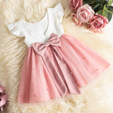 Mqtime Baby Girl Dress Cute Bow Newborn Princess Dresses for Baby 1 Year Birthday Dress Toddler Infant Party Dress Christening Gown