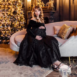 Mqtime Cotton Photo Shoot Pregnant tutu black Maternity Dresses dot Evening Party Costume for Women Photography Accessories