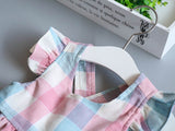 Mqtime Baby Girl Dress New Summer Korean Strap Plaid Casual Sleeveless Party Princess Dress Cute Children's Baby Kids Girls Clothing