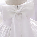 Mqtime Baby Girl Princess Dress Bowknot Infant Toddler Girl Vintage Vestido Costume Party Birthday Ball Gown Xmas Baby Clothes 1-12Y