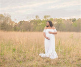 Stretchy Cotton Matenrity Photography Props Dress Slash Neck Cotton Jersey Maternity Photo Shoot Maxi Dresses