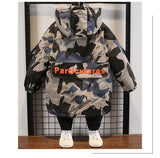 Mqtime Winter Camouflage Plus Velvet Warm Jacket coatChildren Windbreaker Cotton Padded Boys Faux Fur Collar  Parkas Snow Wear Outerwea