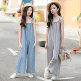 Mqtime summer girls sleevless jumpsuit rompers for 6 - 16 yrs teenage overalls pants baby girls back to school children clothing