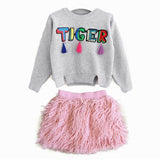 Mqtime Pink Plush Skirt for Girls Spring Autumn Baby Tassel Thick Fashion Princess Skirt Children Clothes 1-5T E1877