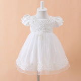 Baby Girls Christening Gown with Hat Birthday Wedding Party Baby Dresses Lace Embroidery Infant Baptism Vestidos Infantis 3-18M