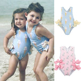 Baby Girls Beautiful Swimming Wear Suits Lovely Flamingo Ice cream Bear Print Swimsuits Brand Design Child Fashion Swimwear