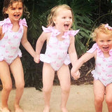 Baby Girls Beautiful Swimming Wear Suits Lovely Flamingo Ice cream Bear Print Swimsuits Brand Design Child Fashion Swimwear