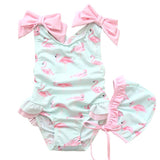 Baby Girls Beautiful Swimming Wear Suits Lovely Flamingo Ice cream Bear Print Swimsuits Brand Design Child Fashion Swimwear