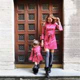 Mqtime Moms And Girls Clothes Long Sleeve Plaid Family Dress Mother Daughter Dresses Red Spring Autumn Matching Outfits