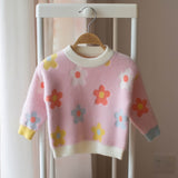 Mqtime  Autumn Winter Sweater Clothes For Girl Flower Cute knit Wear Long Sleeve Princess Pullover Kid Children Outerwear Girls Knitwear