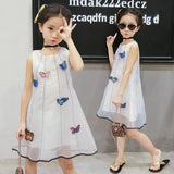 Mqtime New Summer Girls Dress Stereoscopic Butterfly Baby Sundress Voile Kids Embroidery Children Cute ,2-7Y