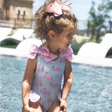 Baby Girls Beautiful Swimming Wear Suits Lovely Flamingo Ice cream Bear Print Swimsuits Brand Design Child Fashion Swimwear