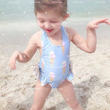 Baby Girls Beautiful Swimming Wear Suits Lovely Flamingo Ice cream Bear Print Swimsuits Brand Design Child Fashion Swimwear