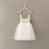 New Hot Children Baby Dress Gold Sequined Lace Sling White Tutu Dresses For Party Wedding Clothing Size 2-6Y vestido infantil